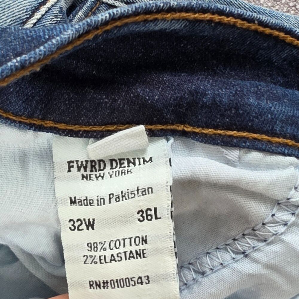 FWRD Denim New York Jeans Mens 32x36 Blue Distressed Ripped Stacked frayed Hype - Picture 4 of 15